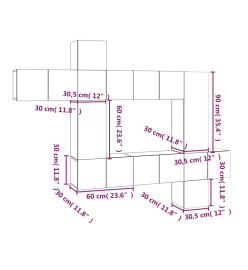 Ensemble de meubles TV 10 pcs Chêne fumé Bois d'ingénierie