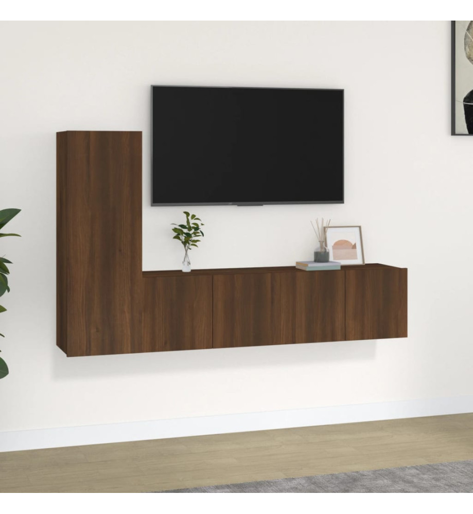 Ensemble de meubles TV 3 pcs Chêne marron Bois d'ingénierie