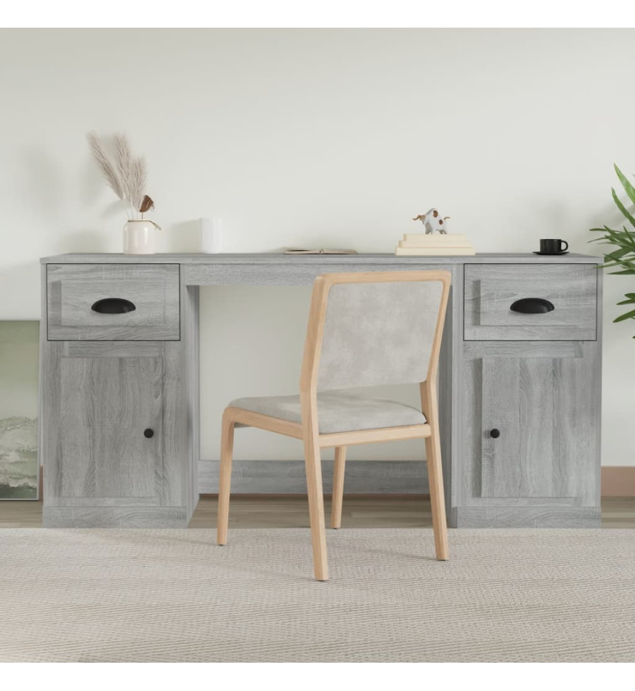 Bureau avec armoire sonoma gris bois d'ingénierie