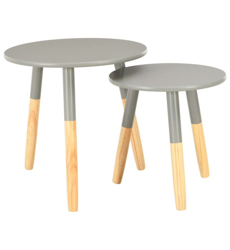 Tables d'appoint 2 pcs Gris Pin massif