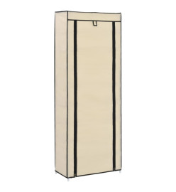 Armoire à chaussures avec housse Crème 57x29x162 cm Tissu