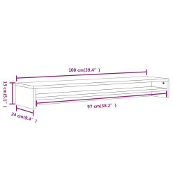 Support de moniteur Sonoma gris 100x24x13 cm Bois d'ingénierie