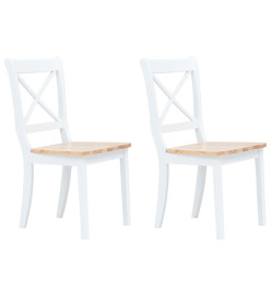 Chaises à manger lot de 2 blanc/bois clair bois d'hévéa massif