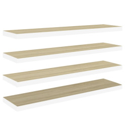 Étagères flottantes 4 pcs Chêne et blanc 90x23,5x3,8 cm MDF