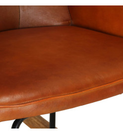 Chaise à bascule avec repose-pied Brun roux Cuir véritable