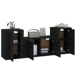 Ensemble de meubles TV 3 pcs Noir Bois d'ingénierie