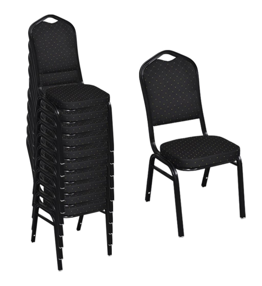 Chaises à manger lot de 10 noir tissu