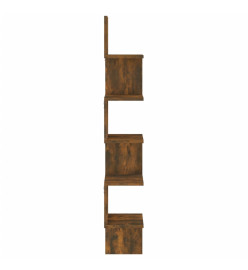 Étagère d'angle murale Chêne fumé 20x20x127,5cm Bois ingénierie