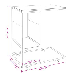 Table d'appoint et roues Blanc 55x36x63,5 cm Bois d'ingénierie