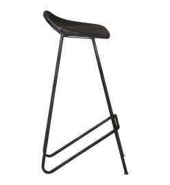 Tabourets de bar lot de 4 noir cuir véritable