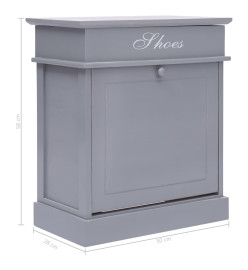 Armoire à chaussures Gris 50 x 28 x 58 cm Bois de Paulownia