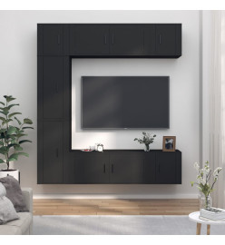 Ensemble de meubles TV 7 pcs Noir Bois d'ingénierie