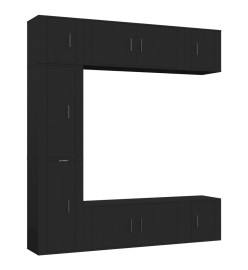 Ensemble de meubles TV 7 pcs Noir Bois d'ingénierie