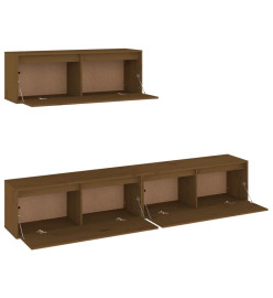 Meubles TV 3 pcs Marron miel Bois massif de pin