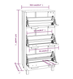 Armoire à chaussures HAMAR Marron miel 59,5x35x117cm Pin massif