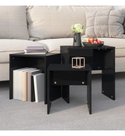 Tables basses gigognes 3 pcs Noir brillant Aggloméré