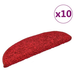 Tapis d'escalier 10 pcs 56x17x3 cm Rouge