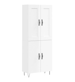 Buffet haut Blanc brillant 69,5x34x180 cm Bois d'ingénierie