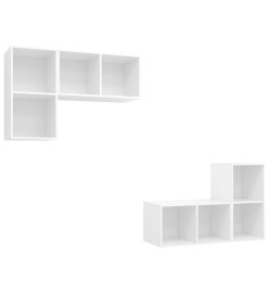 Meubles TV muraux 4 pcs Blanc Aggloméré