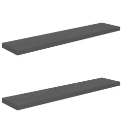 Étagère murale flottante 2 pcs Gris brillant 120x23,5x3,8cm MDF