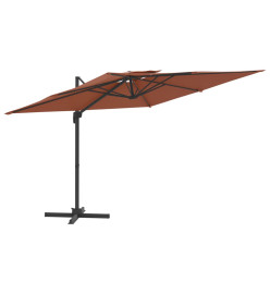 Parasol cantilever à double toit Terre cuite 400x300 cm