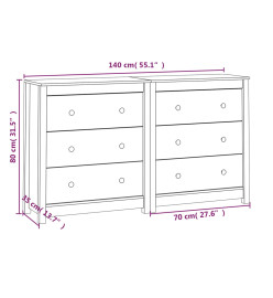 Buffet Marron miel 140x35x80 cm Bois massif de pin