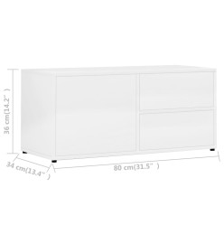 Meuble TV Blanc brillant 80x34x36 cm Aggloméré