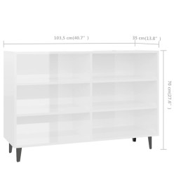 Buffet Blanc brillant 103,5x35x70 cm Aggloméré