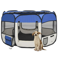 Parc pliable pour chien avec sac de transport Bleu 110x110x58cm