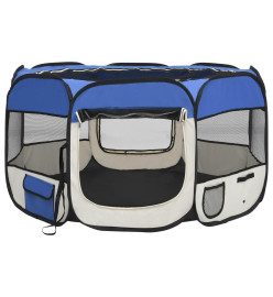 Parc pliable pour chien avec sac de transport Bleu 110x110x58cm