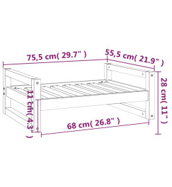 Lit pour chien 75,5x55,5x28 cm Bois de pin solide