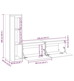 Meubles TV 3 pcs Noir Bois massif de pin