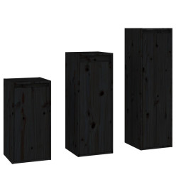 Meubles TV 3 pcs Noir Bois massif de pin