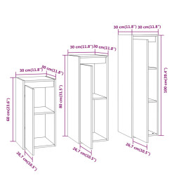 Meubles TV 3 pcs Noir Bois massif de pin