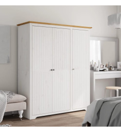 Garde-robe BODO blanc marron 151,5x52x176,5 cm bois massif pin