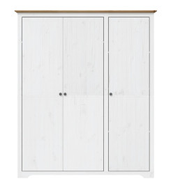 Garde-robe BODO blanc marron 151,5x52x176,5 cm bois massif pin