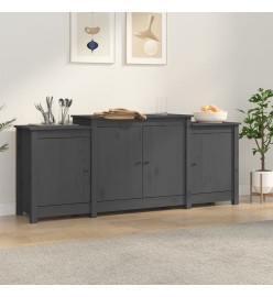 Buffet Gris 164x37x68 cm Bois massif de pin