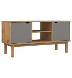 Meuble TV OTTA Marron et gris 113,5x43x57 cm Bois massif pin