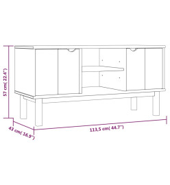 Meuble TV OTTA Marron et gris 113,5x43x57 cm Bois massif pin