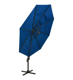 Parasol à 4 niveaux avec mât en aluminium Bleu azuré 3x3 m