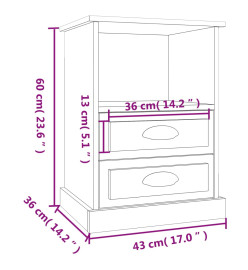 Table de chevet chêne marron 43x36x60 cm