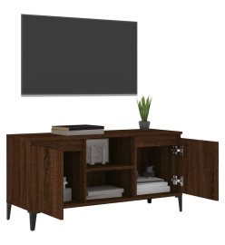 Meuble TV avec pieds en métal Chêne marron 103,5x35x50 cm