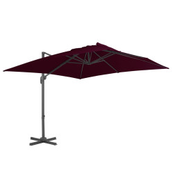 Parasol déporté avec mât en aluminium Rouge bordeaux 300x300 cm