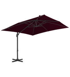 Parasol déporté avec mât en aluminium Rouge bordeaux 300x300 cm