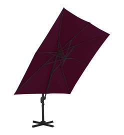 Parasol déporté avec mât en aluminium Rouge bordeaux 300x300 cm