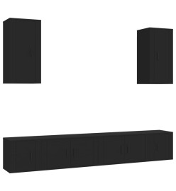 Ensemble de meubles TV 6 pcs Noir Bois d'ingénierie