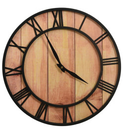 Horloge murale 39 cm Marron et noir MDF et fer