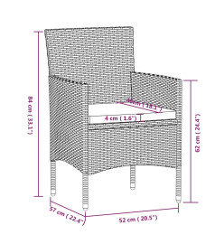 Ensemble de salle à manger de jardin coussins 9 pcs Marron/noir