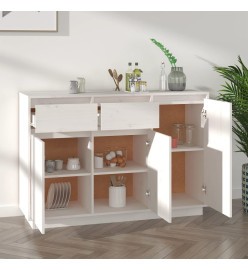 Buffet Blanc 110x34x75 cm Bois massif de pin