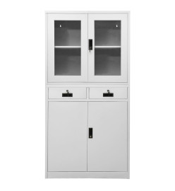 Armoire de bureau Gris clair 90x40x180 cm Acier et verre trempé